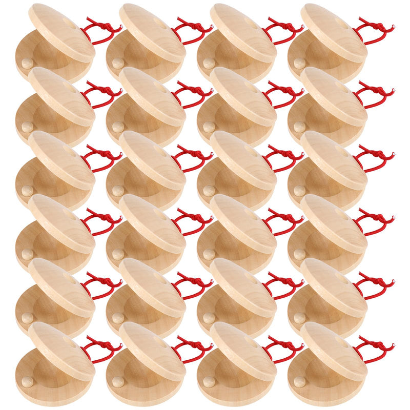 Fuyamp 24 Pcs Castanets Wooden Musical Instrument Finger Castanets Baby Castanet Hand Finger Castanets Classroom DIY Wooden Percussion Instrument for Kids Adults