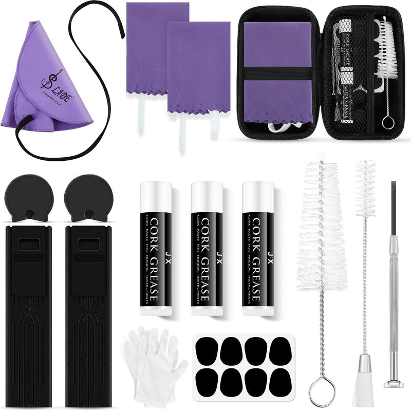 [AUSTRALIA] - 23 Pcs Clarinet Cleaning Kit Clarinet Accessories All in One Clarinet Cleaner Kit with Maintenance Kit Clarinet Swab Clarinet Reeds Cork Grease Thumb Rest for Clarinet Wind Instrument (Purple) Purple 