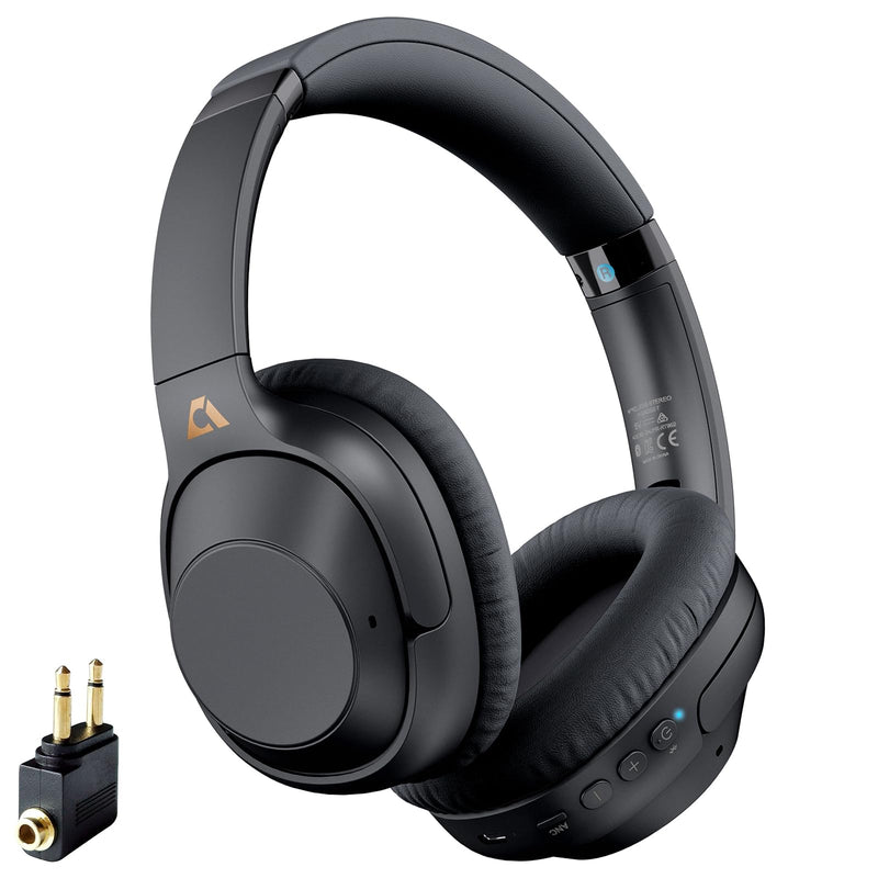 YMOO Bluetooth 5.2 Hybrid Active Noise Cancelling Headphones for Airplane Travel, Wired and Wireless ANC Headphones, 80H Playtime Over Ear Headphones, Bluetooth Headset with Mic for Adults