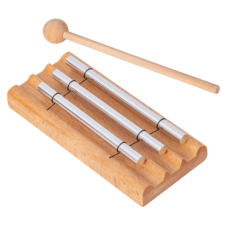 Natural Wood Durable Meditation Chimes, Mindfulness Single/Trio Hand Bell, Music Classroom Supplies Teacher Tools, Percussion Instrument Reminder for Prayer Yoga Eastern Energies Music Eid Trio