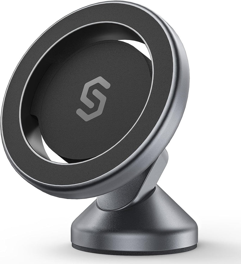 SYNCWIRE MagSafe Car Mount, Adjustable Magnetic Phone Holder, Space Gray | 360° Rotating Strong Magnet Phone Mount with 3M VHB Adhesive, Compatible with iPhone 17/16/15/14/13/12 & MagSafe Cases