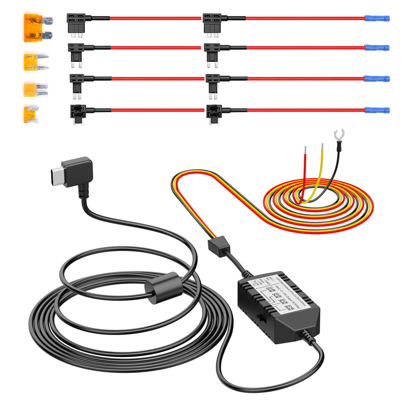 VIOFO HK4 Hardwire Kit with 8pcs Full Set Circuit Fuse Tap, Type-C Port, for A119MINI /A119MINI 2 /A229 Duo&Plus&PRO /T130 /WM1 /A139 /A139Pro Dash Cam HK4+8PCS Full Set Fuse