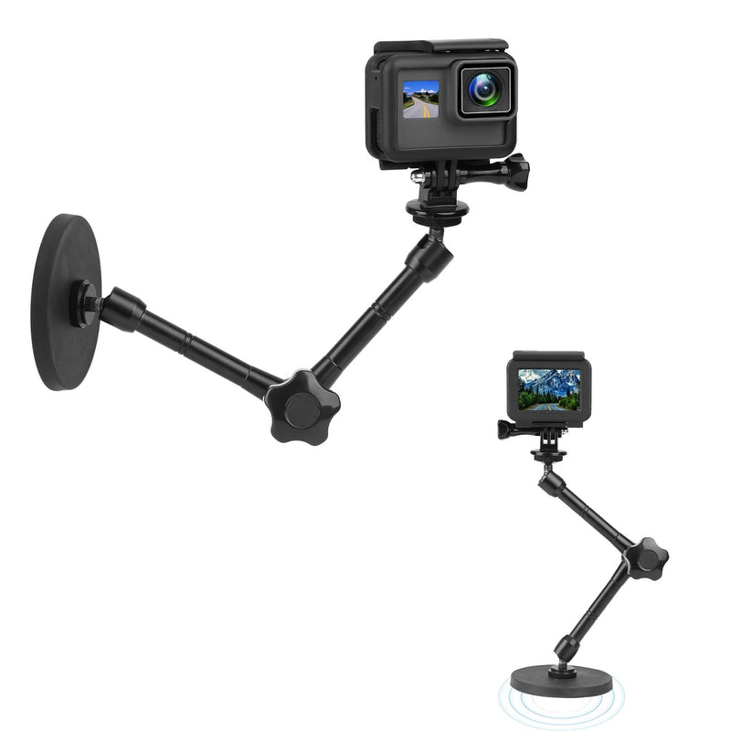 [AUSTRALIA] - Mippko Magnetic Camera Mount for GoPro Hero/Insta 360 / DJI OSMO/AKASO Action Camera,3.46 inch Diam Magnetic Rubber Coating Base,10 inch Length Adjustable Aluminum Alloy Arm 
