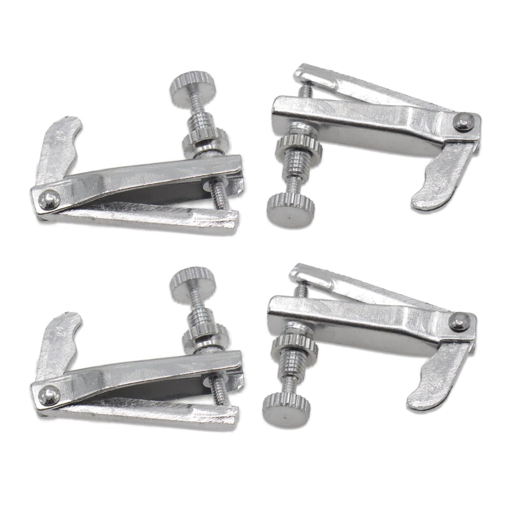 4Pcs Violin Fine Tuners, Stainless Steel String Adjusters, Anti-Rust Nickel Plated, Universal Fit for 3/4-4/4 Violins silver