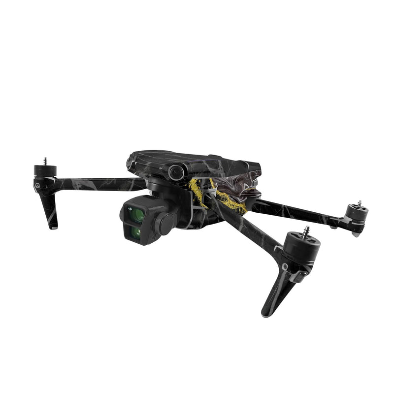 MightySkins Skin Compatible with DJI Air 3 - Black Marble Glitter | Protective, Durable, and Unique Vinyl Decal wrap Cover | Easy to Apply