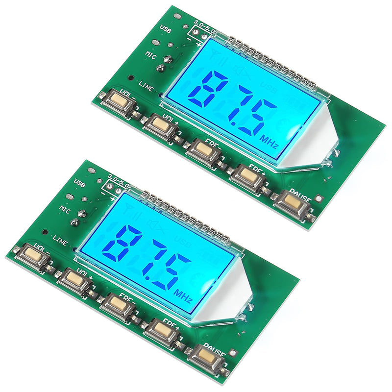 [AUSTRALIA] - 2pcs DC 3V-5V FM Transmitter Module Stereo FM Transmitter DSP PLL 87-108MHz Stereo Digital Wireless Microphone Board Multi-Function Frequency Modulation with LCD Display Line/USB/Mic Input Pushbutton Edition 