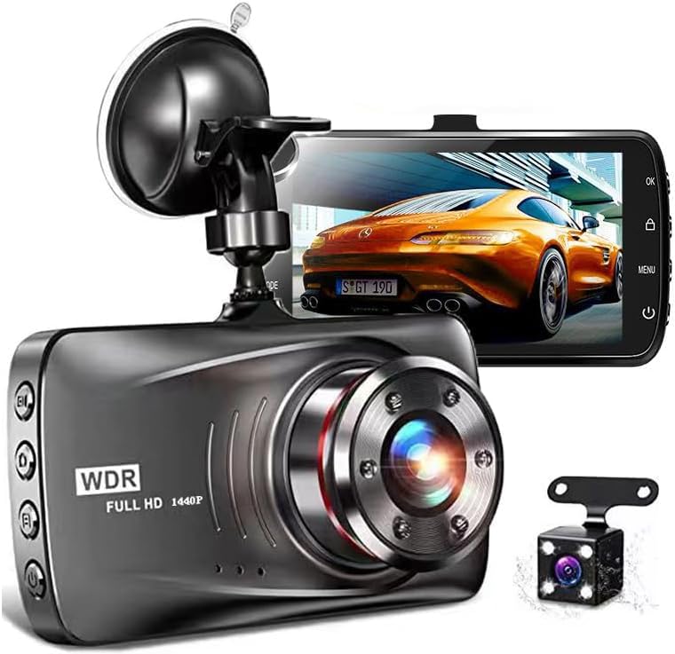 Car on-Dash Mounted Cameras 1440P Full HD Car DVR Dashboard Camera Video Recorder in Car Camera Dashcam for Cars 170 Wide Angle WDR with 3.0" LCD Display Night Vision and G-Sensor H19-black