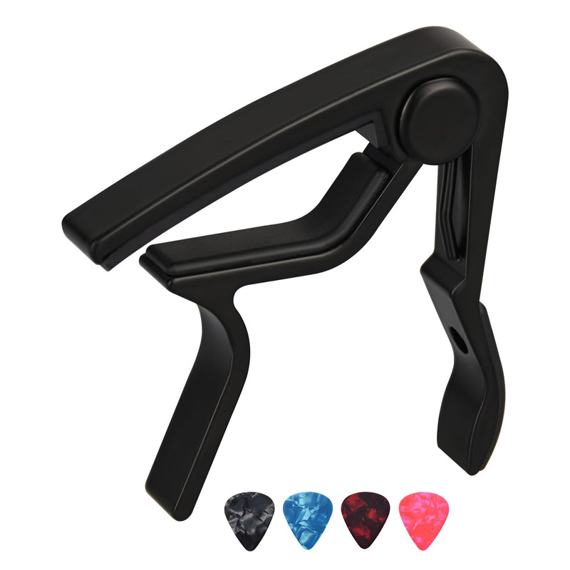 Guitar Capo, 1/2/4 Pack Guitar Capo with Guitar Picks, for Acoustic Guitar Electric Guitar Ukulele(1 Pack Black) 1 Pack Capo-Black