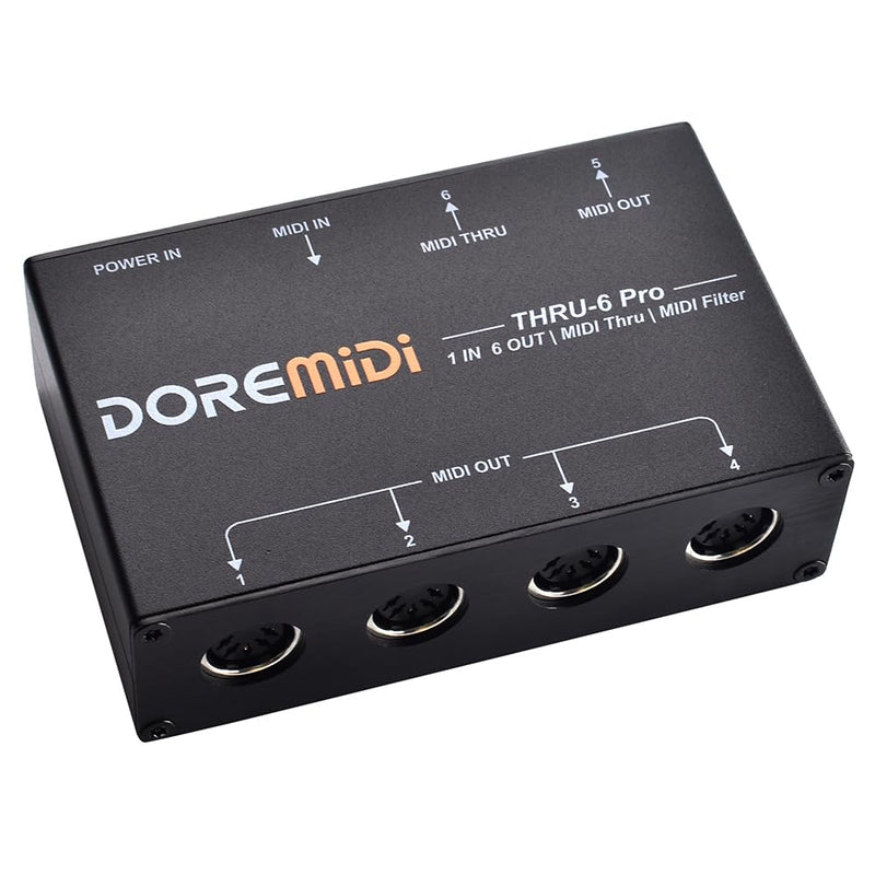MIDI THRU-6 Pro Box MIDI Splitter + Filter Be Used To Convert 1 MIDI Input Into 6 MIDI Outputs + USB MIDI Output