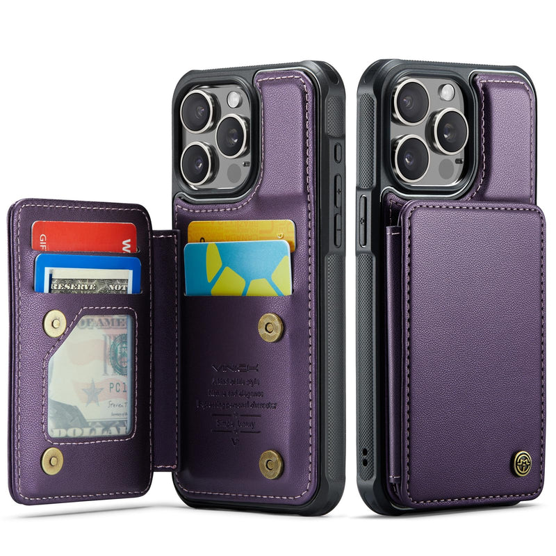 for iPhone 15 Pro Max Wallet Case with Card Holder, Case for iPhone 15 Pro Max with RFID Blocking for Women Men, Durable Kickstand Shockproof Phone Case for iPhone 15 Pro Max, Purple iPhone 15 Pro Max - 6.7"-(L)