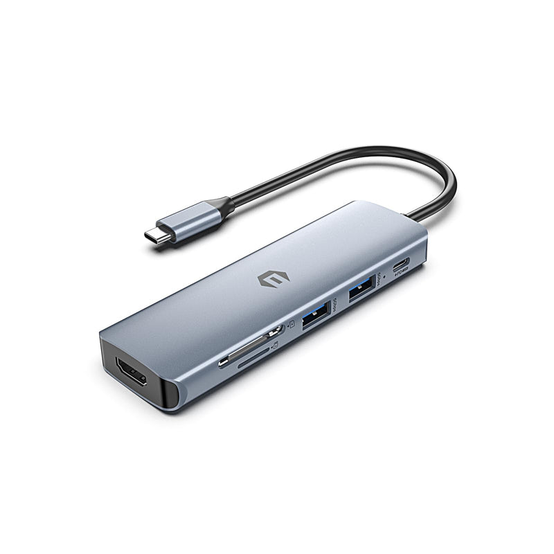 6 in 1 USB C HUB, Oditton Hub Port with 4K HDMI, 100W Rapid Charging, 3 x USB 3.0, SD/TF, Compatible for USB C Laptops Dell XPS/HP/Surface and Other Type C Devices