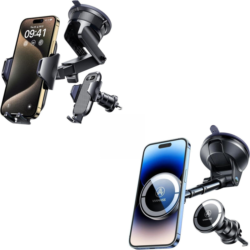 VANMASS Car Phone Holder [Upgraded Suction & Clip] Ultra Magnetic Car Phone Holder [Upgraded Best Magnets] for MagSafe Car Mount