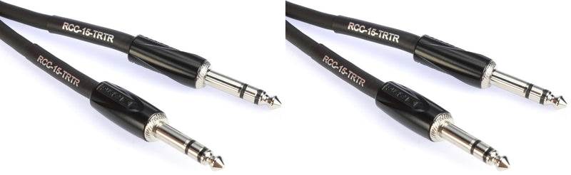 Roland Black Series Interconnect Cable, 1/4-Inch TRS to 1/4-Inch TRS, 15-Feet (Pack of 2) 1/4" TRS-1/4" TRS, Balanced 15 feet (Pack of 2)