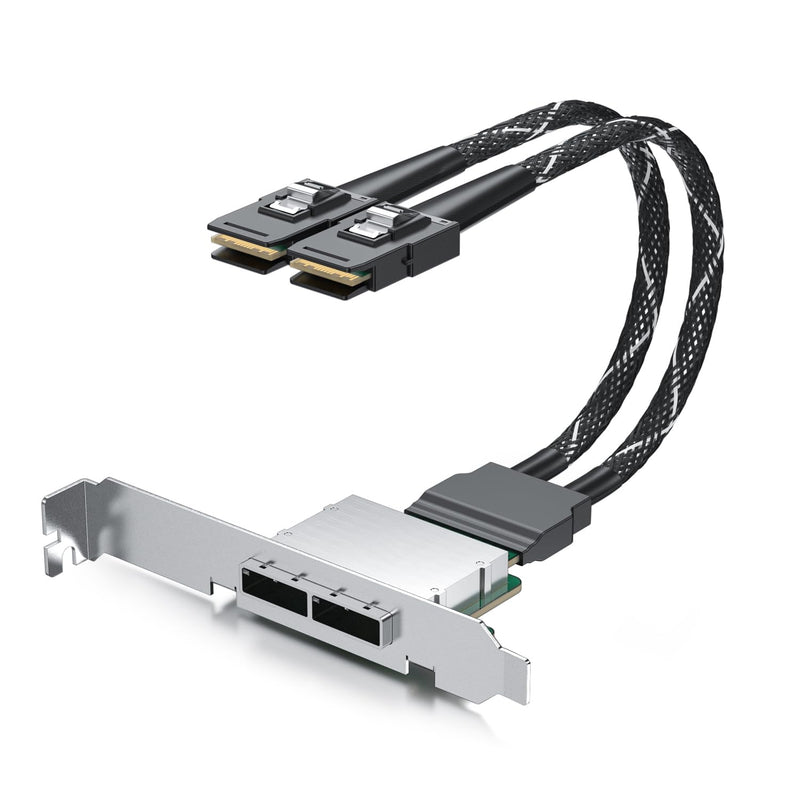 10Gtek MiniSAS SFF-8087 to SFF-8088 Dual-Channel Adapter Cable, 6Gbps SAS 2.0, 30AWG for Server/Storage Expansion & JBOD Backplanes, 0.7m/2.3ft Dual 8087 - Dual 8088
