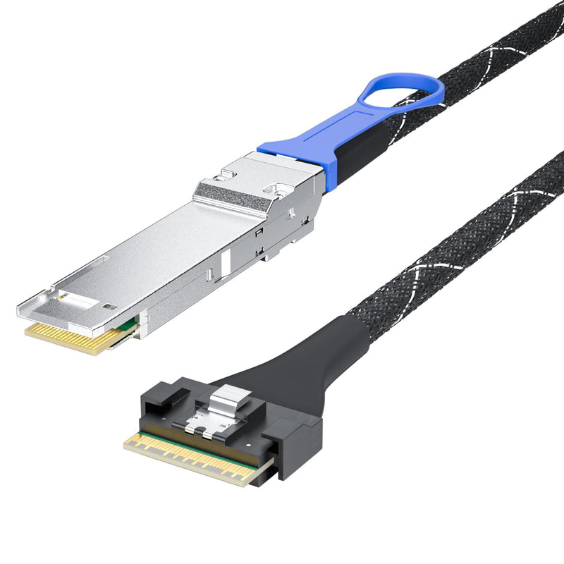 10Gtek 200Gbps QSFP-DD to SlimSAS 8i Cable, SFF-8654 SAS4.0, 24Gbps/Channel PCIe 4.0 High-Speed Internal Cable for Server/Storage‌, 0.5m/1.6ft