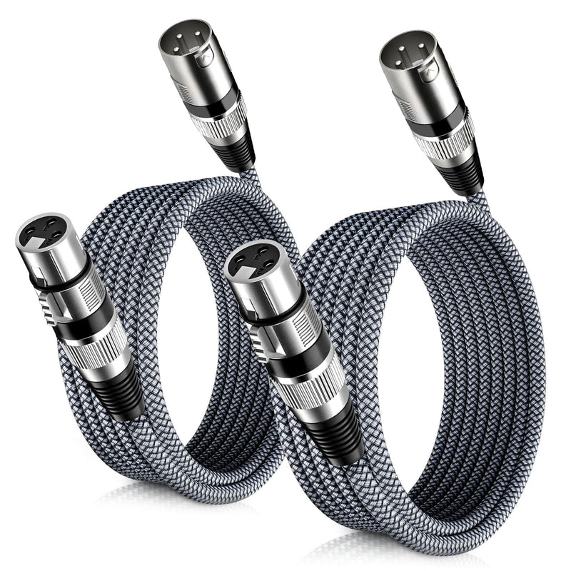 [AUSTRALIA] - Elebase XLR Microphone Cable 2 Pack 20 Feet,XLR Male to Female Mic Cord,3-pin Balanced Shielded Cables Wire,for Amplifier Mixer,Recording Studio,Speaker Systems,Foot,FT 6M/20FT GRAY 