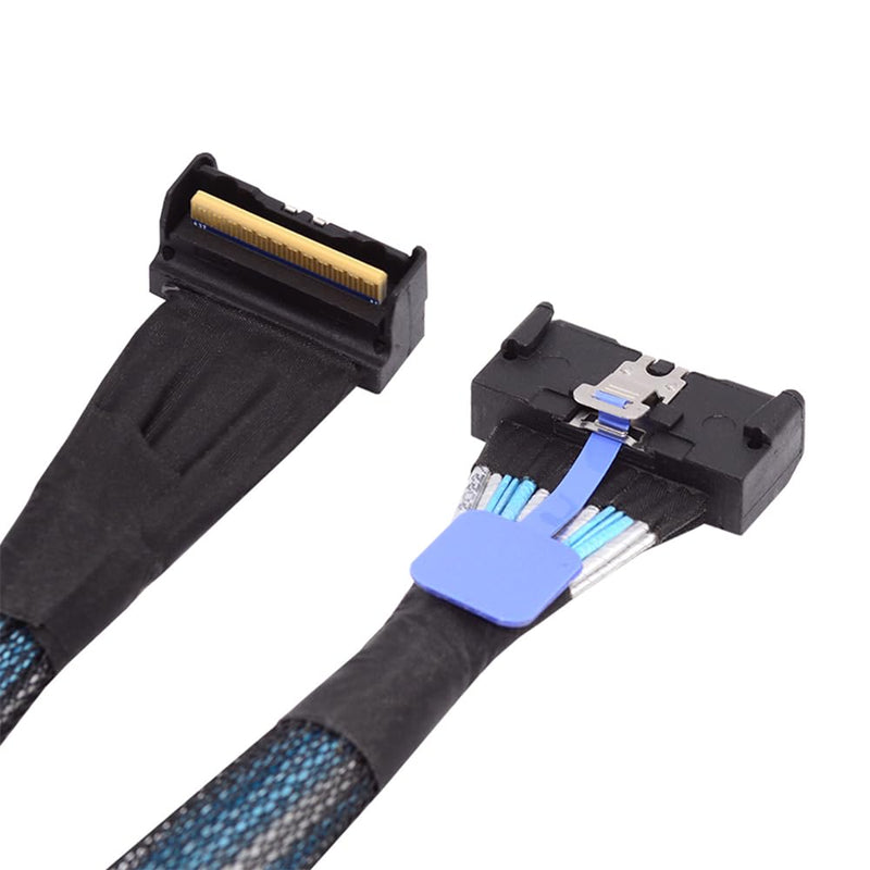 PCI-E 5.0 Mini Cool Edge IO MCIO Angled PCI-E Slimline SAS 8i 74Pin Male to MCIO 74Pin Male Extender Cable 35cm MCIO to MCIO UP