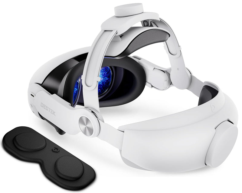 DESTEK QH3 Pressure-Free Head Strap, w/Lens Protector, Enhance Comfort with Added Top-Fit Adjustment - Compatible with Meta Quest 3 Accessories; Balances Weight at 3 Angles White