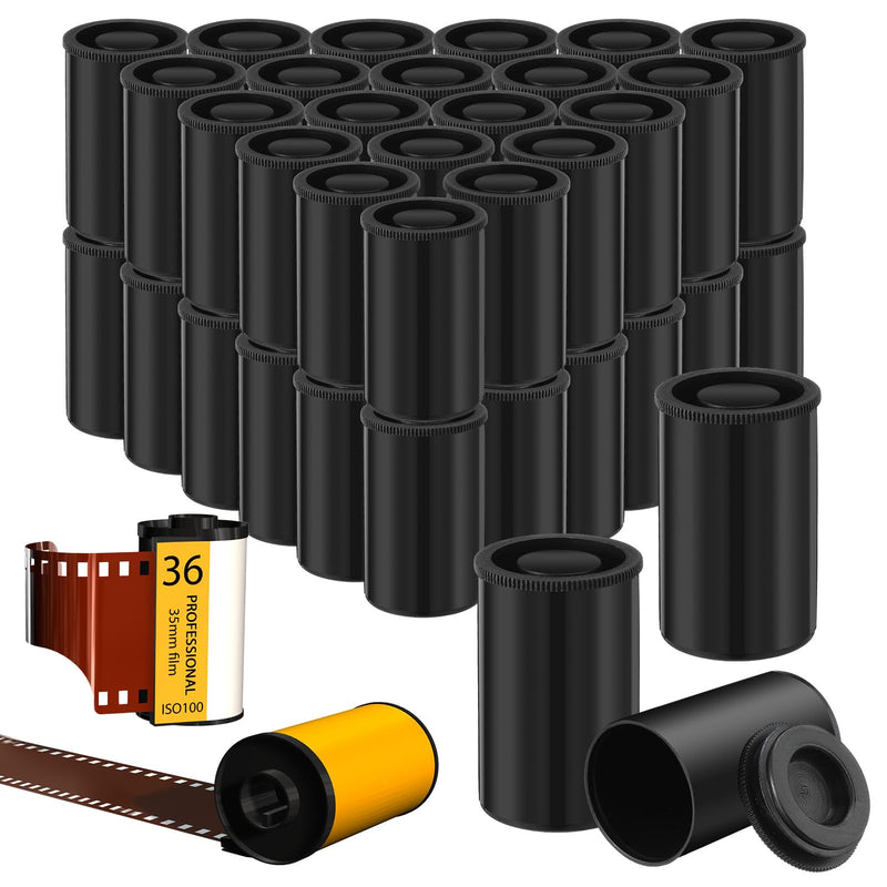 50 Pcs Film Canisters with Caps 35 mm Plastic Film Canister Holder Camera Reel Containers Empty Film Containers with Lids for Beads Fish Hook Keys Small Accessories Storage(Black) Black