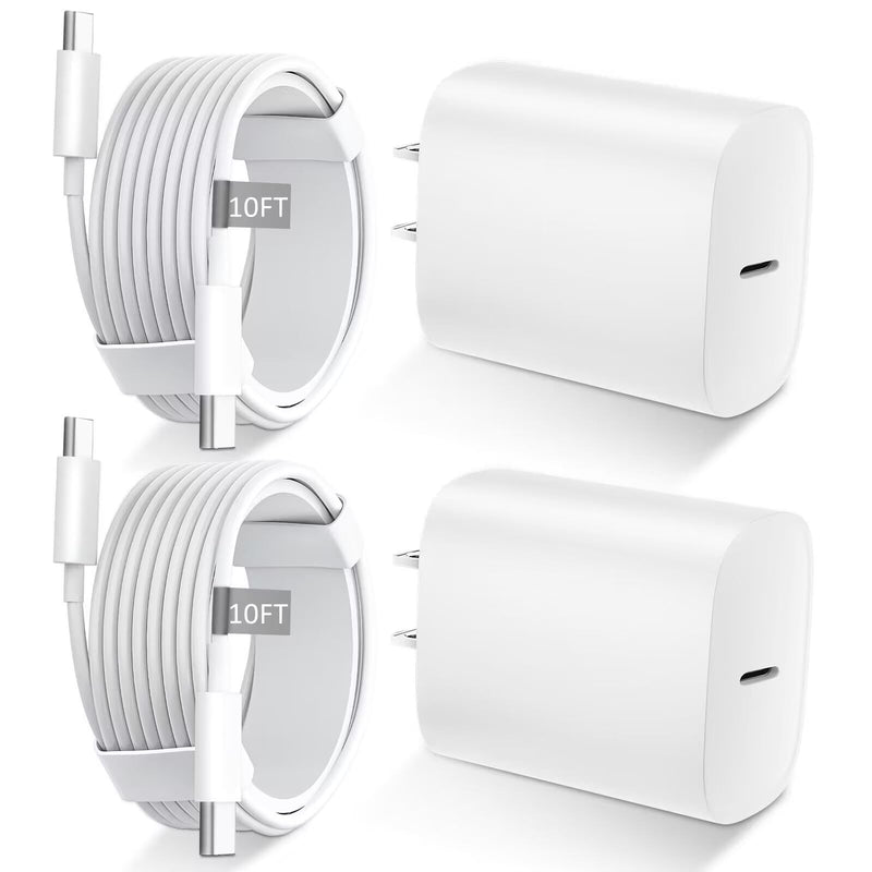 iPhone 15/15 Pro Max Charger Fast Charging,20W USB C Fast Charger Block iPhone 15 Charger Cord 10FT Long USB C to C Charging Cable for iPhone 15 Pro Max/15 Pro/15/15 Plus,iPad Pro 12.9"/11",iPad Air White