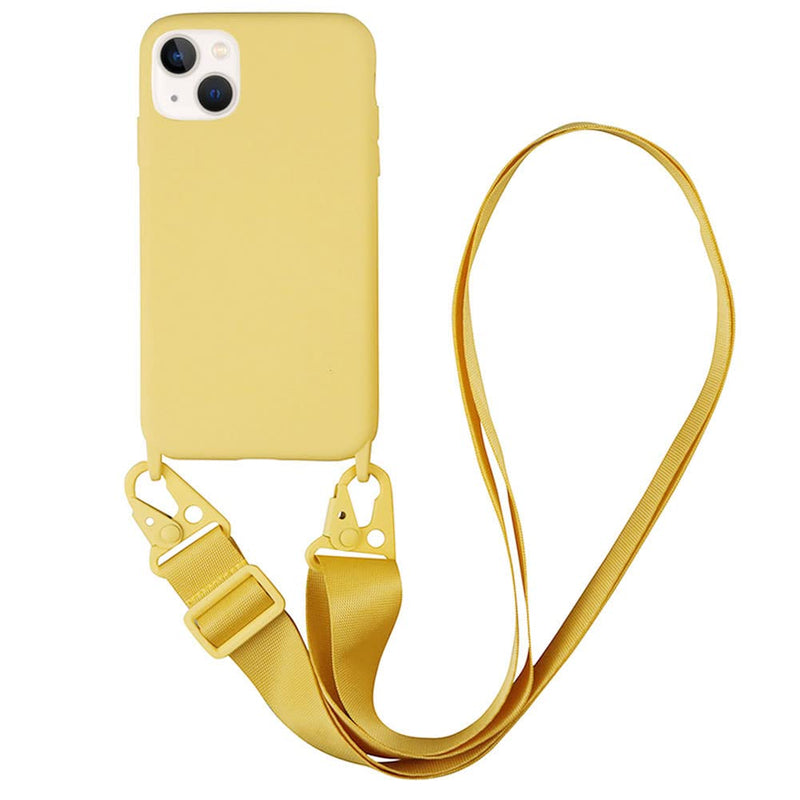 for iPhone 15 Pro Max,Crossbody Phone Case with Shoulder Strap Soft Silicone Case with Adjustable Lanyard Cute Cool Wireless Charging Shockproof Protector for Women Girls Yellow