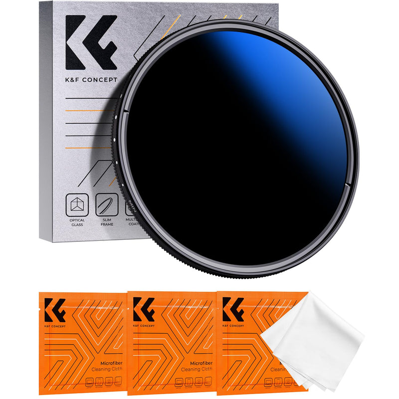 K&F Concept 58mm Variable ND2-2000 (1-11 Stops) ND Camera Lens Filter-18 Multi-Coated Adjustable Neutral Density Filter with 3 Vacuum Cleaning Cloths (K-Series)