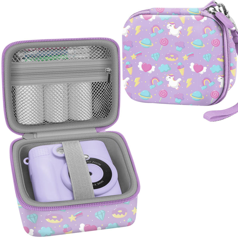 Leayjeen Kids Camera Case Compatible with ESOXOFFORE/Dylanto/GKTZ/HiMont/CAMCLID Kids Camera Instant Print for Holiday Gifts and Birthday Gifts for Kids 3-12 Years Old - Pink Unicorn (Case Only) Purple