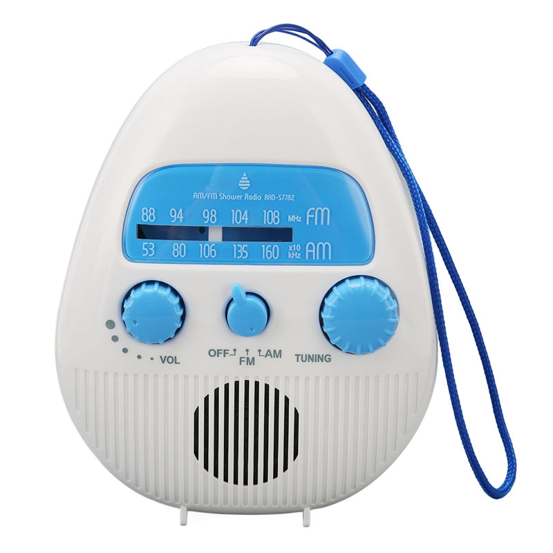 Portable Shower Radio, AM FM Bathroom Radio Built in Speaker, Waterproof Radio for Bathroom Outdoor Use, Battery Operated