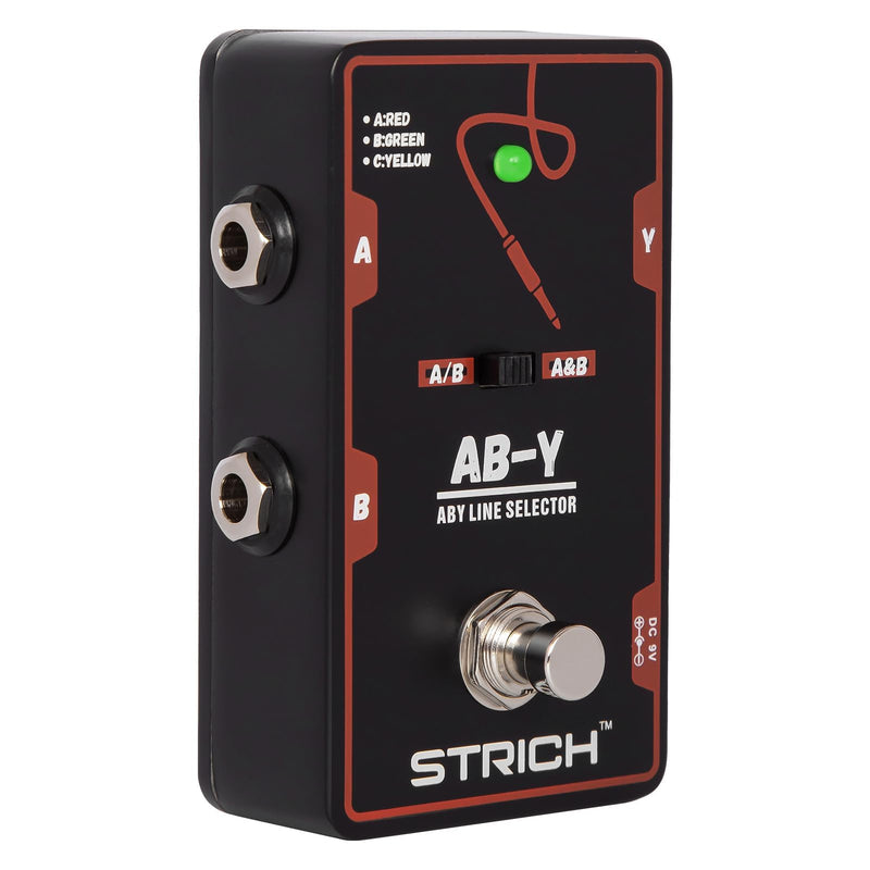 STRICH Dual Channel ABY Guitar Pedal, Electric Guitar Box Line Selector, Versatile AB Switch, True Bypass for Electric Guitar, Red and Black Dark Black and Red