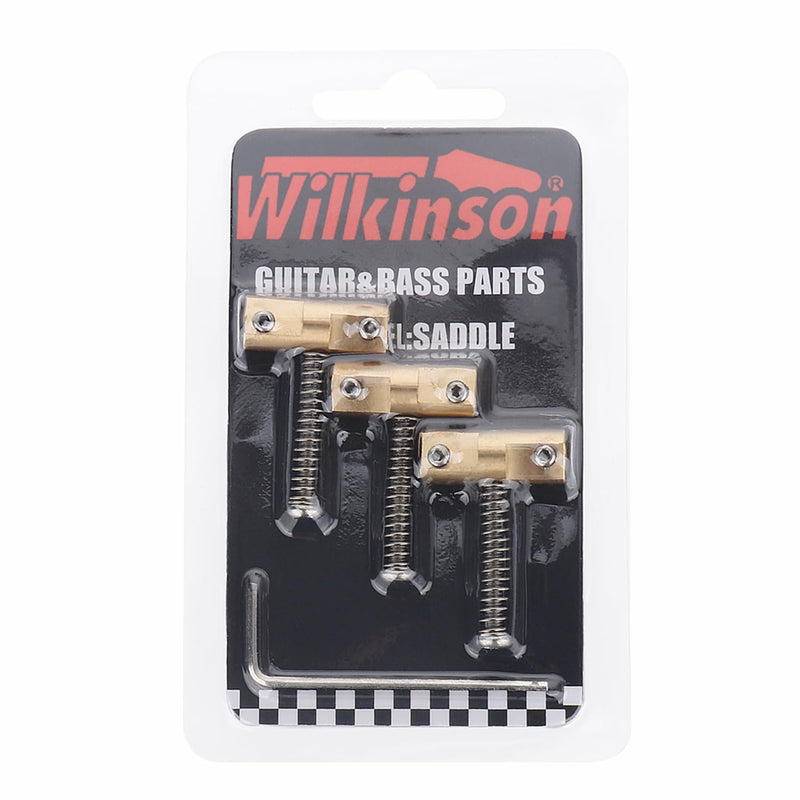 Wilkinson Guitar Bridge Compensated Brass Saddles Set (3pcs) Barrel-Style Bridge Saddle for Tele Vintage Electric Guitar Replacement Part