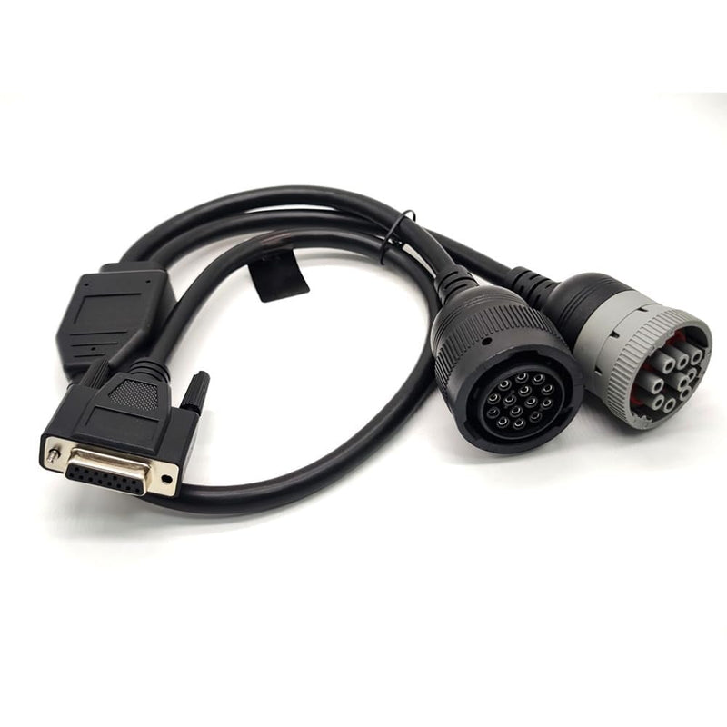 DB15 Female to Cat 9-Pin Male and 14-Pin Female J1939 Y Cable Truck Diagnostic Tool 70CM