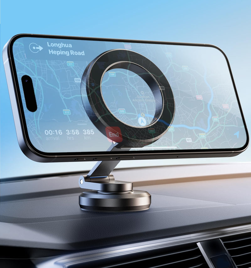 JUHOO Phone Holder for Car Magnetic Rotatable and Retractable, Fits iPhone 15, 14, 13, 12, Pro, Mini, MagSafe Case Dark