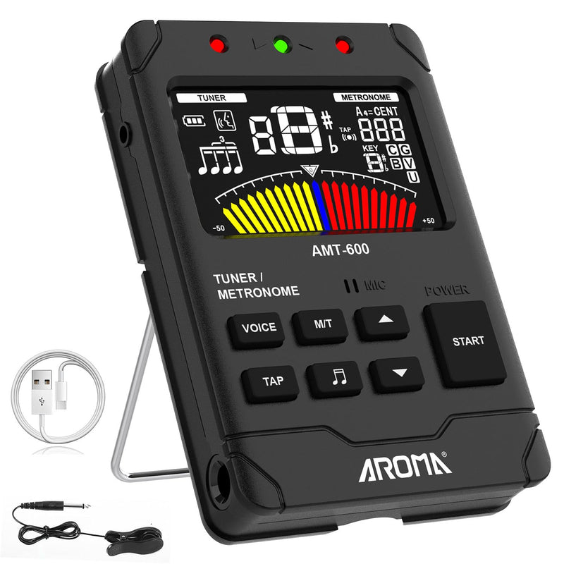 Digital Metronome Tuner Tone Generator, 3 in 1 Rechargeable Voice Counting Tap Musical Instruments Tool w/Clip-on Microphone 3in1 Chargeable