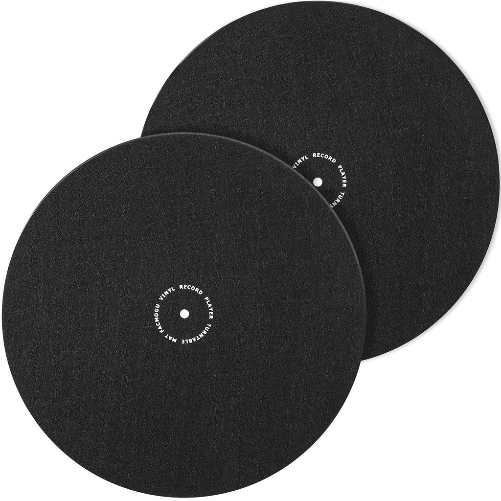 Facmogu 2PCS 12" Turntable Platter Wool Mat, 3mm Vinyl Record Slipmat, Anti-Static Turntable Platter Mat Felt, Soft Turntable Pad for Record Player, Audiophile Reduce Noise, Phonographs Flat Mat-Black Black