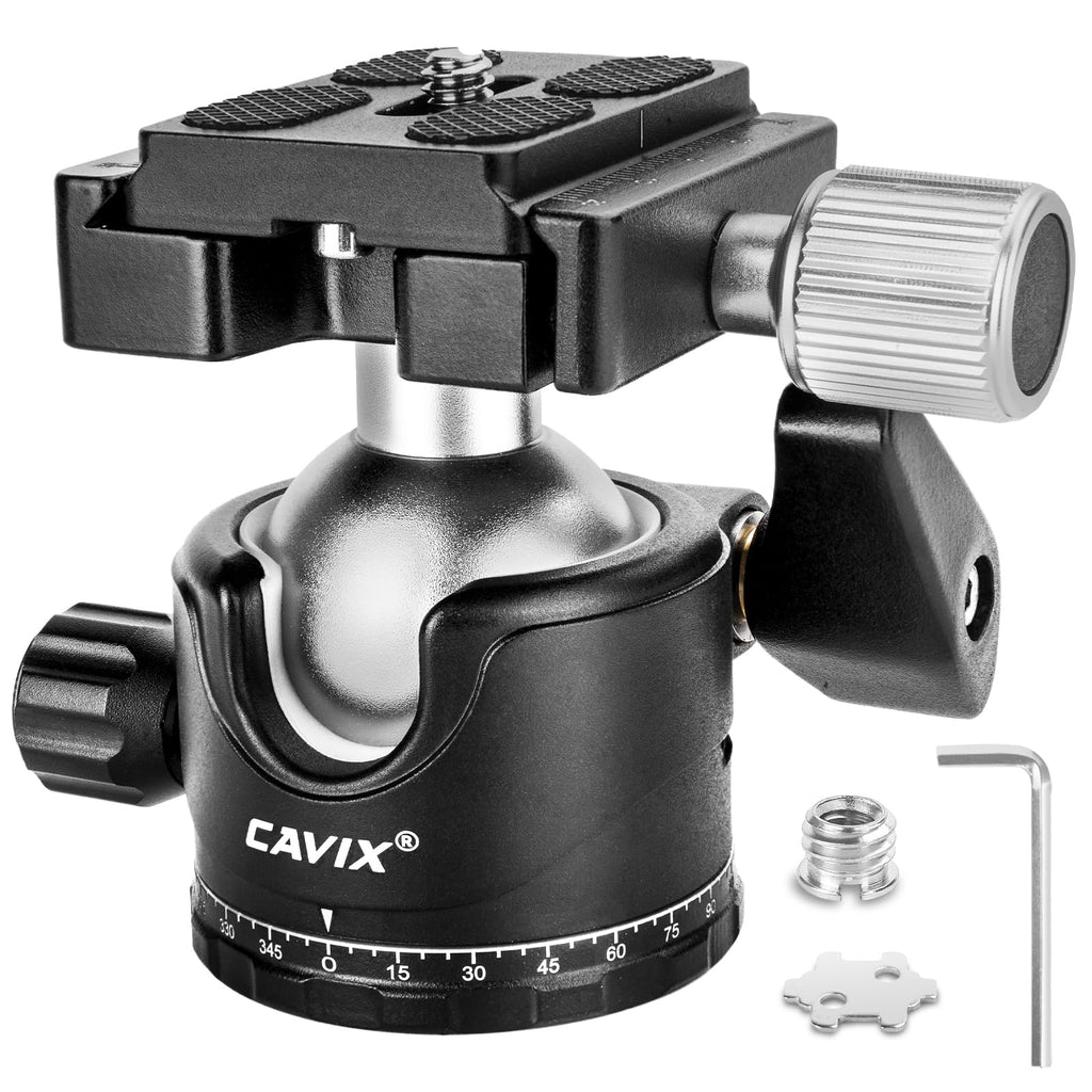 CAVIX Ball Head 360 Degree Rotating Panoramic Tripod Heads with Quick Release Plate Load Capacity 33lb/15kg HB36A