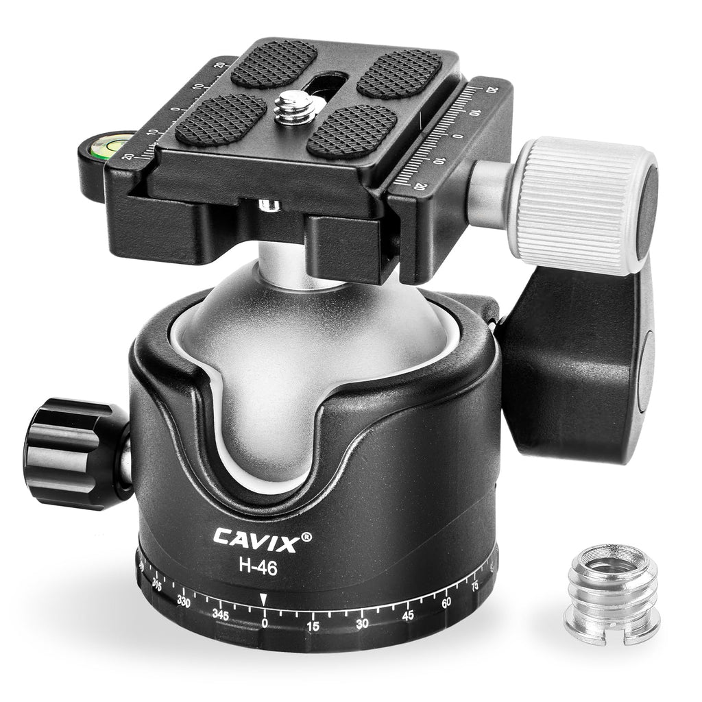 CAVIX Tripod Ball Head with 1/4" Arca Swiss Quick Release Plate Aluminium Tripod Ball Head Mount Large Ball HB46A