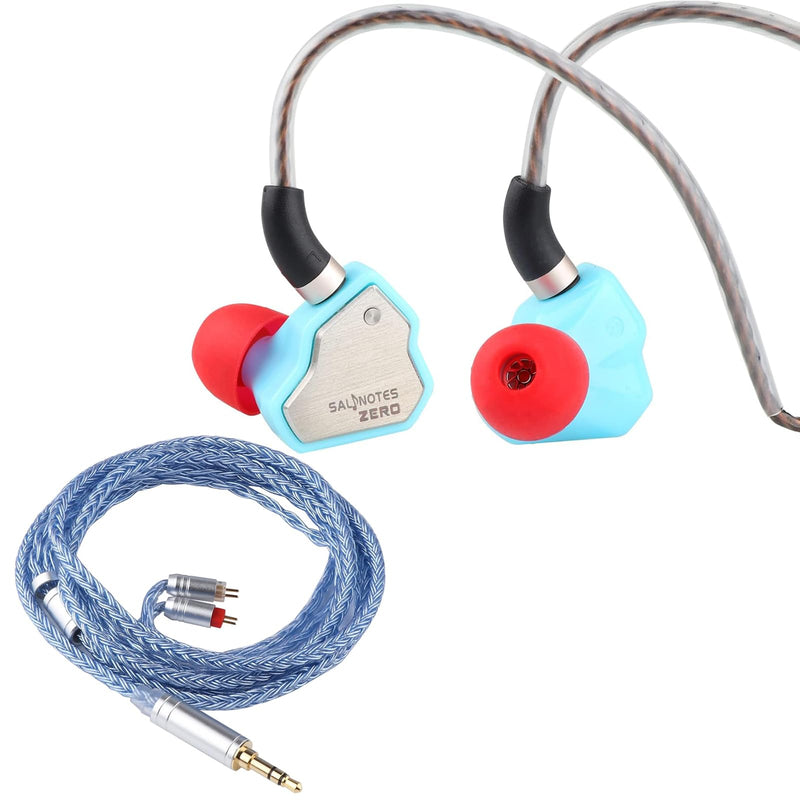 Linsoul 7Hz Salnotes Zero in-Ear Earphone(Blue, Without Mic) + Tripowin Zonie Cable(2pin-0.78mm, 3.5mm, Blue)