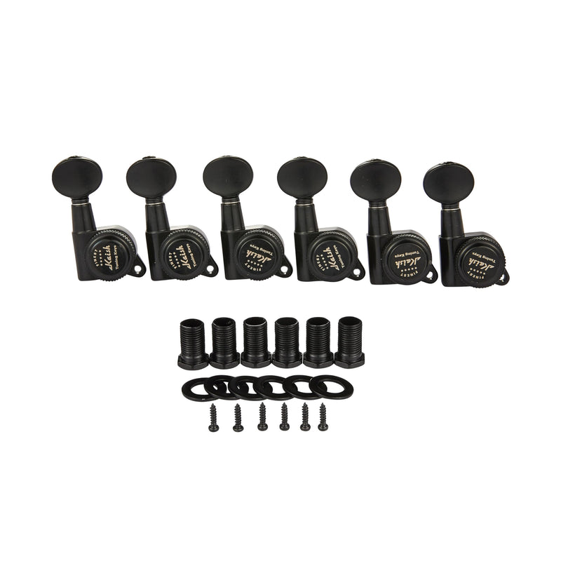 [AUSTRALIA] - 6 Inline Guitar Locking Tuners 18:1 Guitar Tuning Keys Pegs Locking Tuning Machine Heads with Oval Button for ST/Tele/Electric Guitars Black 