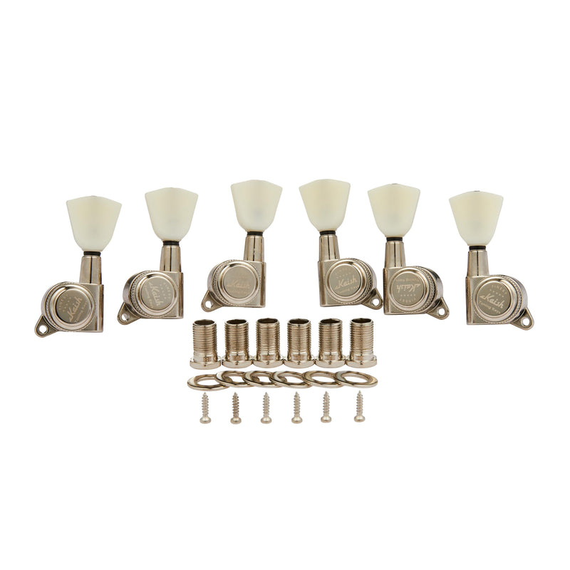 Guitar 3-per-side Locking Tuners 18:1 Locking Tuning Keys Guitar Tuning Machines with Off White Keystone Handle for LP/Les Paul/SG/ES or Acoustic Guitars Nickel