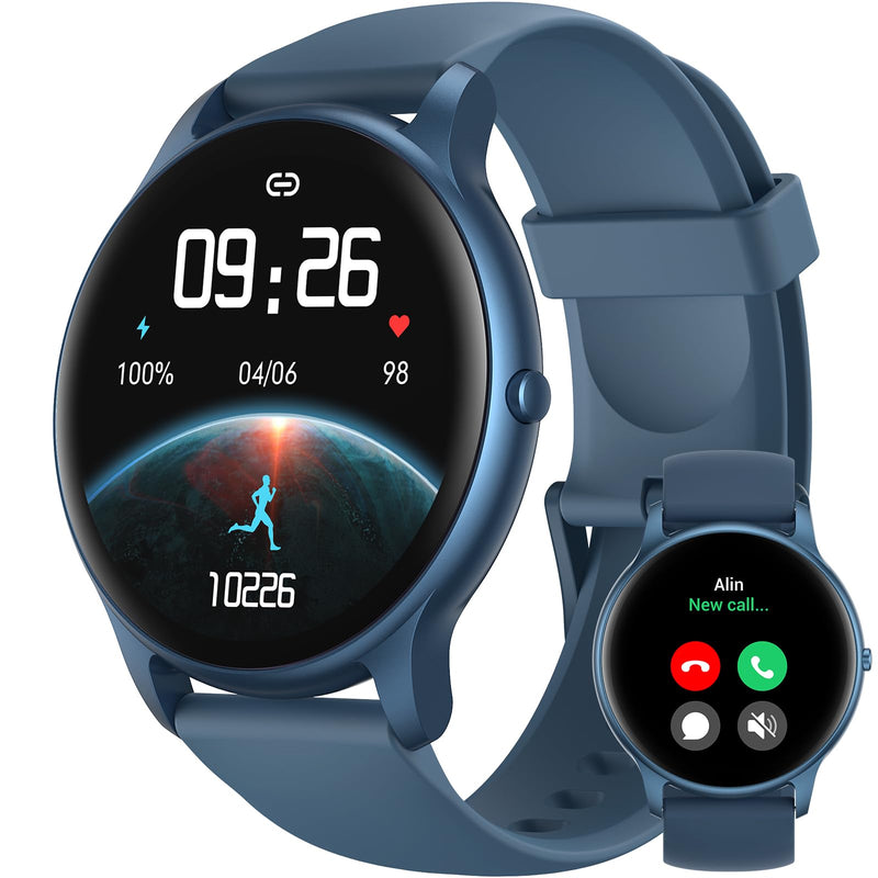 Parsonver Smart Watch for Men Women(Answer/Make Calls), Fitness Tracker | Compatible with iPhone/Android Phones, 100+ Sports Modes IP68 Waterproof, Pedometer, Heart Rate/Sleep/Steps Monitor, Blue