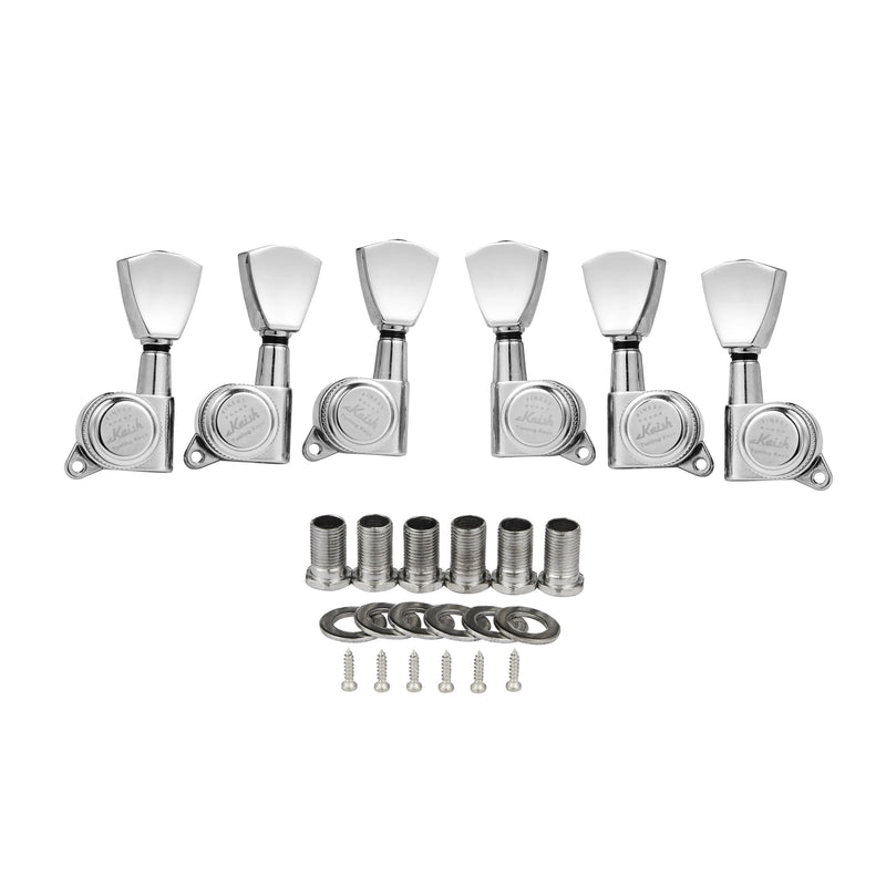 KAISH 3x3 Locking Tuners 18:1 Guitar Tuning Keys Locking Tuning Machines with Keystone Buttons for LP/Les Paul/SG/ES or Acoustic Guitars Chrome