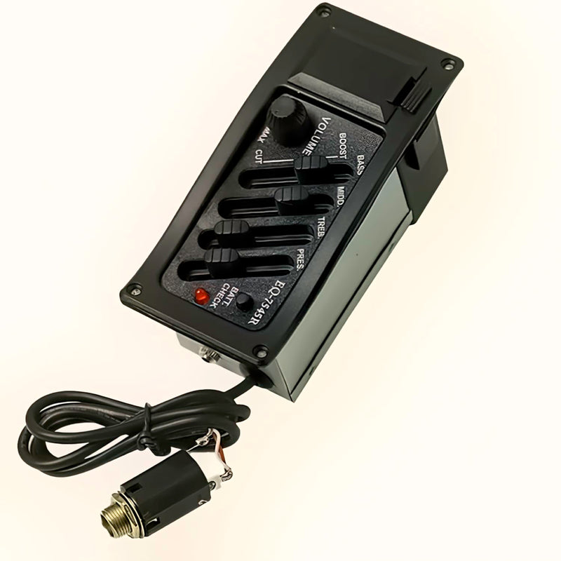 4 Band EQ Equalizer Guitar Preamp Piezo Pickup Tuner Acoustic Guitar Preamp Amplifier Equalizer Tuner (4 Band) 4 Band