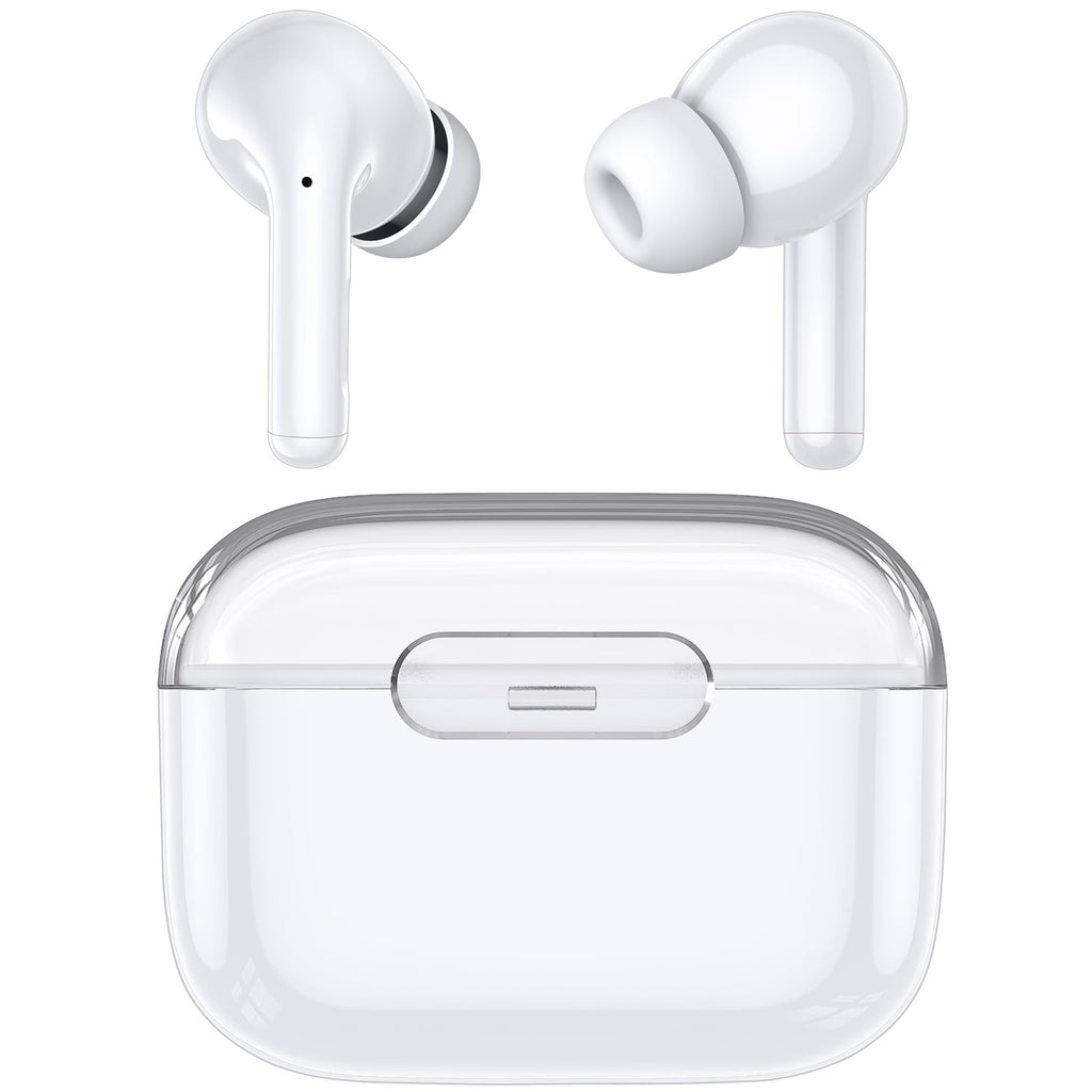 kurdene P3 Wireless Earbuds Bluetooth 5.3 Headphones, Deep Bass Stereo with Microphone Earphones in-Ear, Immersive Premium Sound Ear Buds for iPhone, Android-Clear Clear