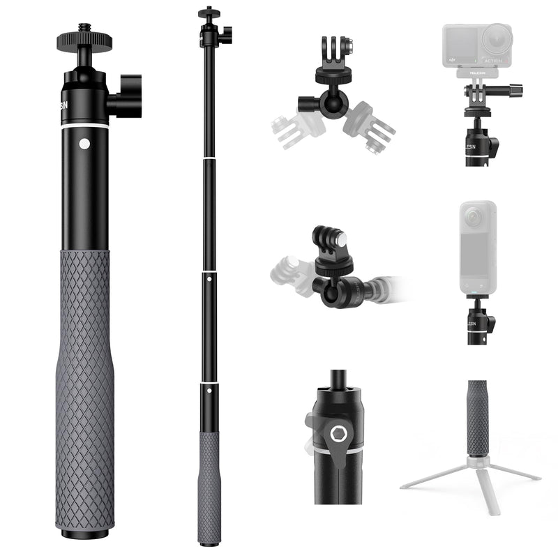 TELESIN 360° Waterproof Selfie Stick 25.75" w Hand Strap Underwater Dive Diving Extension Stick Pole Monopod for GoPro Max 12 11 10 9 8 7 Insta360 X3 GO3 Ace Pro DJI Action 5 Pro 4/3 Osmo Pocket 3