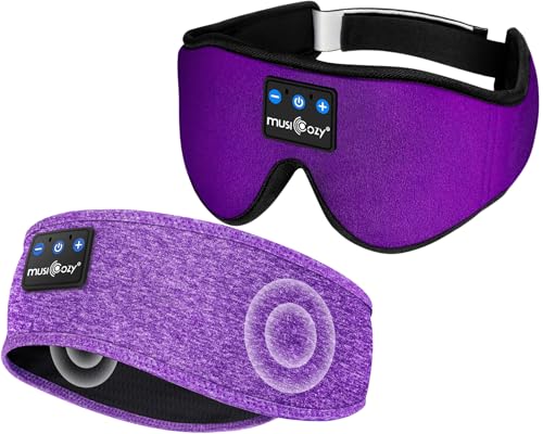 MUSICOZY Sleep Headphones Bluetooth Headband Sleeping Headphones Eye Mask, Wireless Music Sleep Earbuds Earphones for Side Sleepers Men Women Travel Cool Tech Gadgets Unique Gifts, Pack of 2