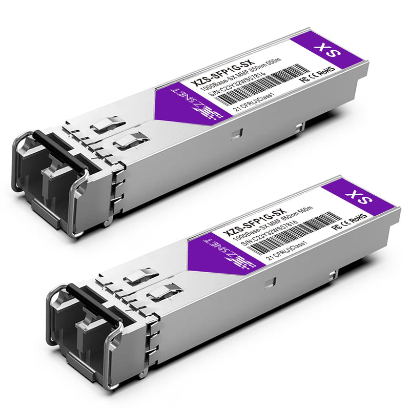 1000BASE-SX SFP Transceiver, 1.25G SFP to LC Multimode Fiber Module Compatible for Cisco GLC-SX-MMD, Ubiquiti UniFi UF-MM-1G, Mikrotik, Meraki, Netgear AGM731F, D-Link and More, 2 Pack 1.25G-SX: 550m 2 Packs