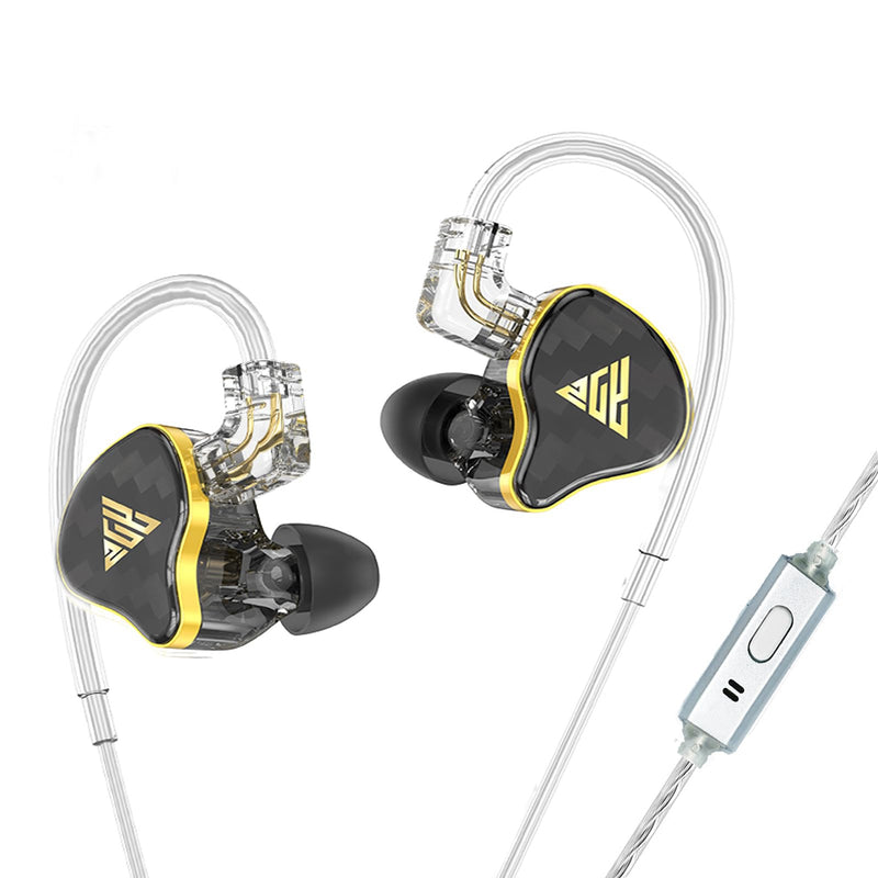 FEDAI 820 in Ear Monitor Headphones, HiFi Stereo IEM Earphones, Noise Isolating Professional Earbuds,Dynamic Dual Driver Wired Earbuds with Detachable Cable, Noise Canceling Headset (Black,with Mic) With mic Black