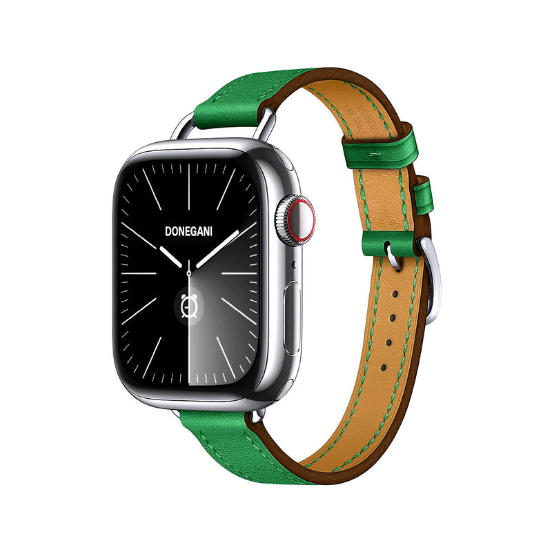 LB2 Leather Band for Apple Watch Ultra 2 49mm, Series 10 46mm, 9 8 7 45mm 41mm, SE 6 5 4 44mm 40mm, 3 2 1 42mm 38mm Men Women iWatch, Strap LB2｜Bamboo Green 49mm, 46mm, 45mm, 44mm, (42mm S3/2/1)