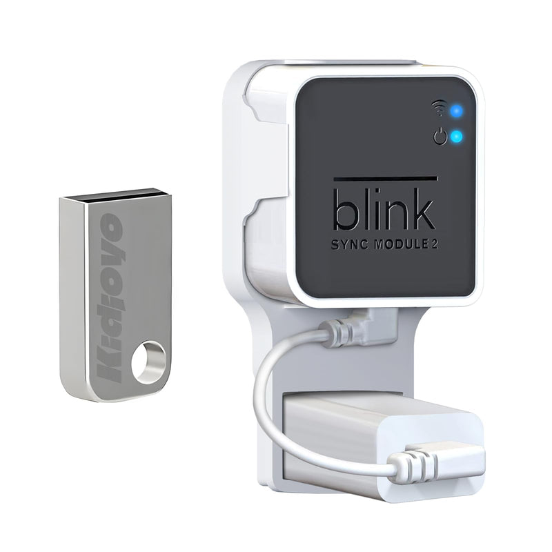 256GB USB Flash Drive & Outlet Wall Mount for Blink Sync Module 2 with Short Cable - Save Space - No Messy Wires - Easy Move Mount Bracket Holder for Blink Outdoor Indoor Security Camera (1 Pack)