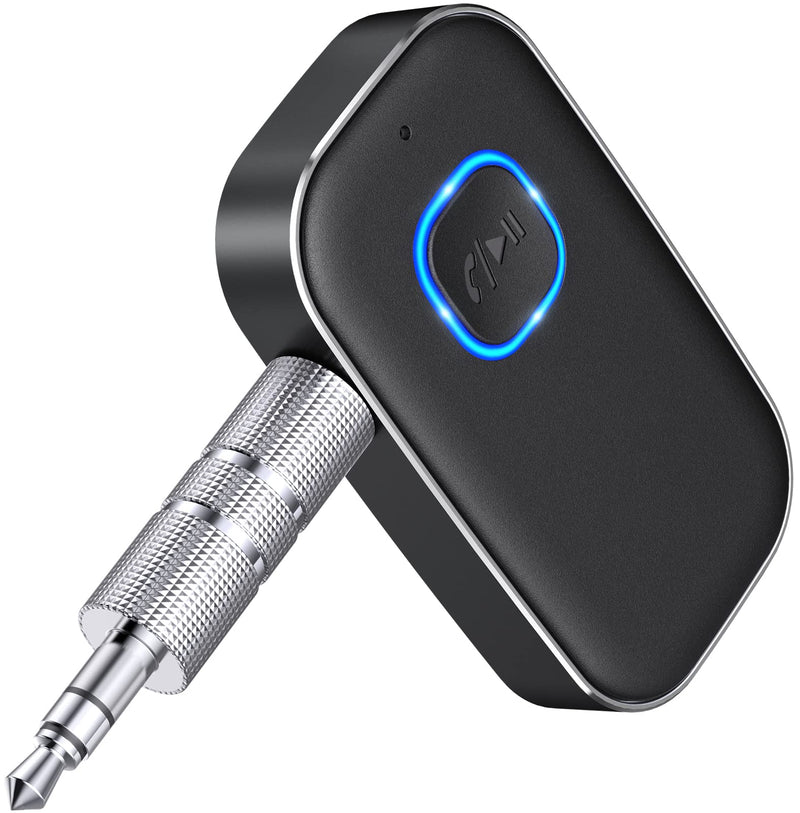 COMSOON Bluetooth AUX Adapter for Car, Noise Reduction Bluetooth Receiver for Music/Hands-Free Calls, Wireless Audio Receiver for Home Stereo/Speaker, 16H Battery Life/Dual Connect (All Black) All Black